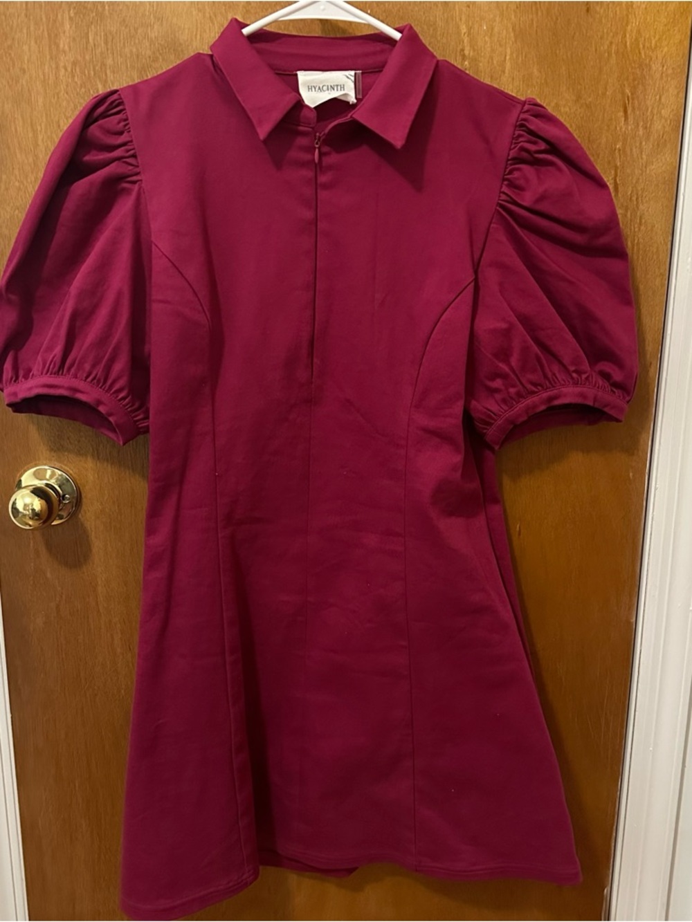 Hyacinth Women's Burgundy Puff-Sleeve Mini Dress